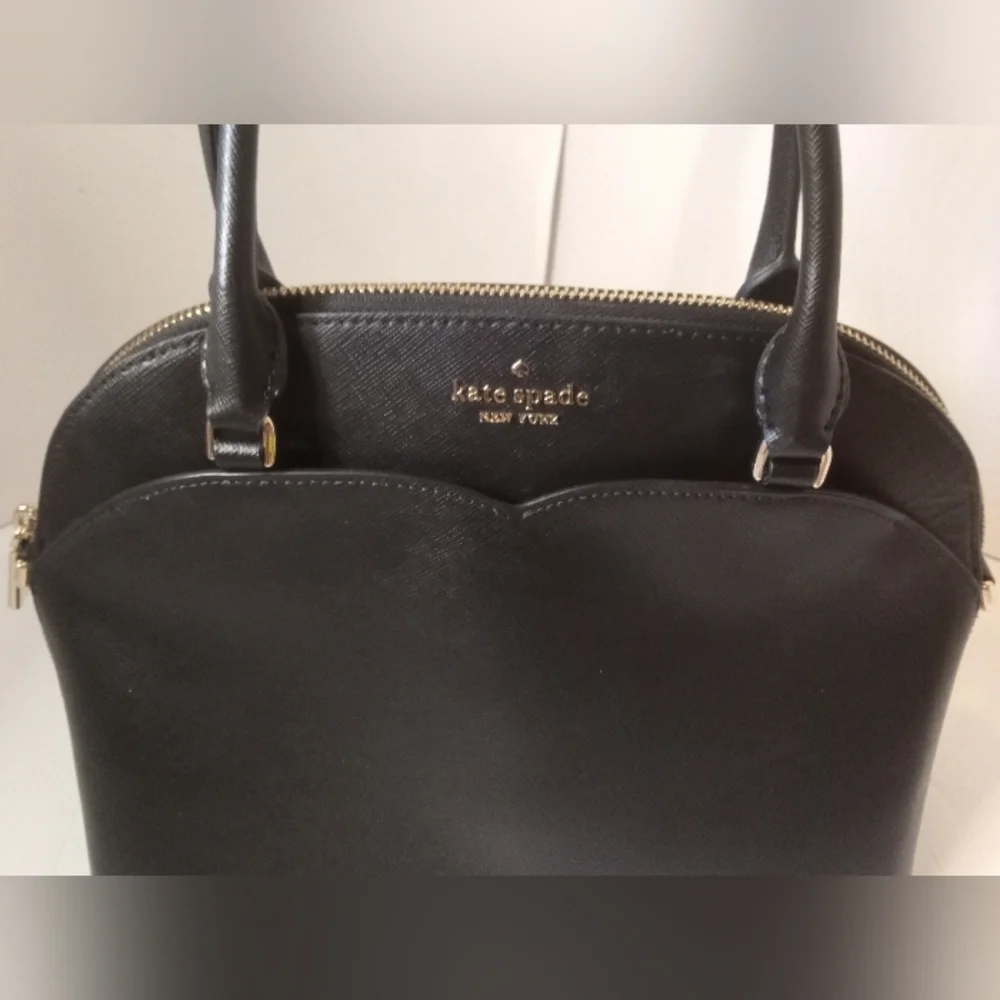 Kate Spade Payton Medium Dome Satchel Handbag Women's Bag Heart Black Leather